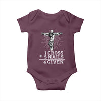 Religious Easter Baby Onesie 1 Cross 3 Nails Forgiven Jesus Christian Faith
