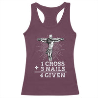Religious Easter Racerback Tank Top 1 Cross 3 Nails Forgiven Jesus Christian Faith