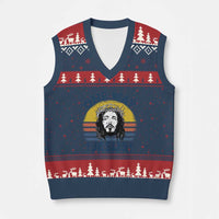 One Way Jesus V-Neck Knit Sweater Vest Christian Relgion Retro Vintage - Wonder Print Shop