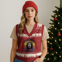 One Way Jesus V-Neck Knit Sweater Vest Christian Relgion Retro Vintage - Wonder Print Shop
