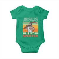 Jesus Is My Spotter Baby Onesie Funny Gym Christian Fitness
