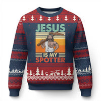 Jesus Is My Spotter Ugly Christmas Sweater Funny Gym Christian Fitness - Wonder Print Shop
