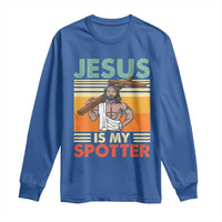 Jesus Is My Spotter Long Sleeve Shirt Funny Gym Christian Fitness