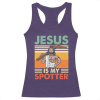 Jesus Is My Spotter Racerback Tank Top Funny Gym Christian Fitness