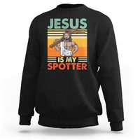 Funny Gym Shirt Jesus Is My Spotter Funny Workout Jesus Chistian Cross Vintage, Funny Jesus Shirt, Jesus Believer, Religious Shirt Sweatshirt - Wonder Print Shop
