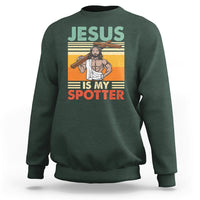 Funny Gym Shirt Jesus Is My Spotter Funny Workout Jesus Chistian Cross Vintage, Funny Jesus Shirt, Jesus Believer, Religious Shirt Sweatshirt - Wonder Print Shop