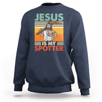 Funny Gym Shirt Jesus Is My Spotter Funny Workout Jesus Chistian Cross Vintage, Funny Jesus Shirt, Jesus Believer, Religious Shirt Sweatshirt - Wonder Print Shop