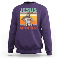 Funny Gym Shirt Jesus Is My Spotter Funny Workout Jesus Chistian Cross Vintage, Funny Jesus Shirt, Jesus Believer, Religious Shirt Sweatshirt - Wonder Print Shop