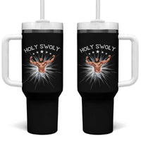 Holy Swoly Tumbler With Handle Funny Jesus Workout Motivation Bodybuilding Fitness