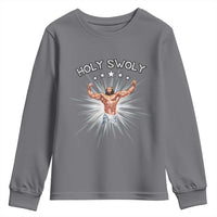 Holy Swoly Youth Sweatshirt Funny Jesus Workout Motivation Bodybuilding Fitness
