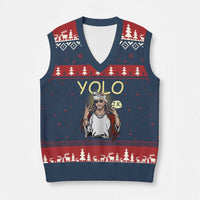 Funny Jesus YOLO JK V-Neck Knit Sweater Vest Just Kidding Funny Christian Religious - Wonder Print Shop