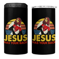 Funny Jesus Satan Meme 4 in 1 Can Cooler Tumbler Has Your Back Jiu Jitsu Retro Religious Christian
