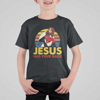 Funny Jesus Satan Meme T Shirt For Kid Has Your Back Jiu Jitsu Retro Religious Christian