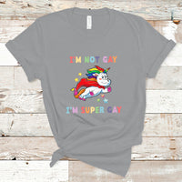 Gay Pride T Shirt I'm Not Gay I'm Super Gay Cute Unicorn LGBT Rainbow Gay Pride - Wonder Print Shop