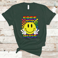 LGBT Mom T Shirt Retro Free Mom Hugs Proud Ally Rainbow Flag LGBT Pride Month - Wonder Print Shop