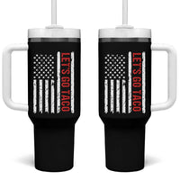 Funny Let's Go Taco Tumbler With Handle Stars and Stripes Political Satire