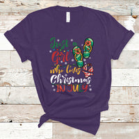 Christmas in July T Shirt A Girl Who Loves Christmas In July Summer Beach Flip Flops - Wonder Print Shop