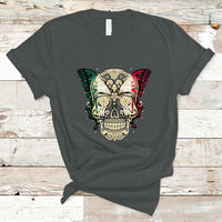 Mexican Sugar Skull T Shirt Mexico Flag Butterfly Latino Hispanic Heritage - Wonder Print Shop