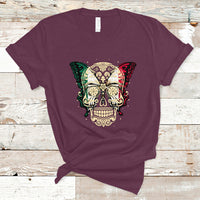 Mexican Sugar Skull T Shirt Mexico Flag Butterfly Latino Hispanic Heritage - Wonder Print Shop
