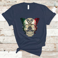 Mexican Sugar Skull T Shirt Mexico Flag Butterfly Latino Hispanic Heritage - Wonder Print Shop