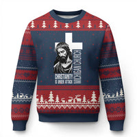 Christianity Is Under Attack Ugly Christmas Sweater Jesus Stand for Faith Michigan Church - Wonder Print Shop