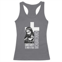 Christianity Is Under Attack Racerback Tank Top Jesus Stand for Faith Michigan Church - Wonder Print Shop