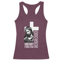 Christianity Is Under Attack Racerback Tank Top Jesus Stand for Faith Michigan Church - Wonder Print Shop