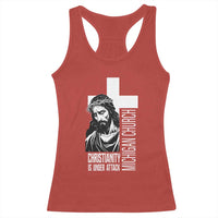 Christianity Is Under Attack Racerback Tank Top Jesus Stand for Faith Michigan Church - Wonder Print Shop