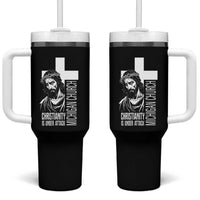 Christianity Is Under Attack Tumbler With Handle Jesus Stand for Faith Michigan Church - Wonder Print Shop