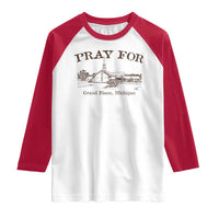 Pray for Grand Blanc Michigan Raglan Shirt Vintage Church Faith Support - Wonder Print Shop