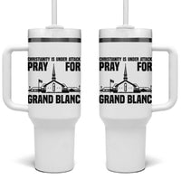 Christianity Is Under Attack Tumbler With Handle Pray for Grand Blanc Church Michigan Faith Support - Wonder Print Shop