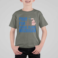 Pray for Grand Blanc Michigan T Shirt For Kid American Flag Christian Support - Wonder Print Shop