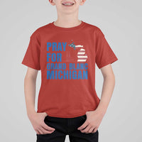 Pray for Grand Blanc Michigan T Shirt For Kid American Flag Christian Support - Wonder Print Shop