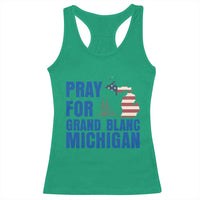 Pray for Grand Blanc Michigan Racerback Tank Top American Flag Christian Support - Wonder Print Shop