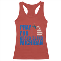 Pray for Grand Blanc Michigan Racerback Tank Top American Flag Christian Support - Wonder Print Shop