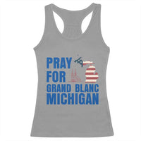 Pray for Grand Blanc Michigan Racerback Tank Top American Flag Christian Support - Wonder Print Shop