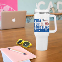 Pray for Grand Blanc Michigan Tumbler With Handle American Flag Christian Support - Wonder Print Shop