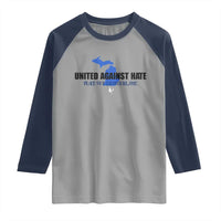 Peace for Grand Blanc Michigan Raglan Shirt United Against Hate - Wonder Print Shop