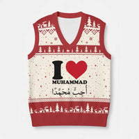 I Love Muhammad V-Neck Knit Sweater Vest Musliam Identity Islamic Peace and Pride - Wonder Print Shop