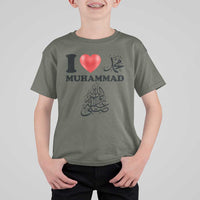 I Love Muhammad T Shirt For Kid Musliam Identity Faith Peace Pride Islamic Calligraphy - Wonder Print Shop