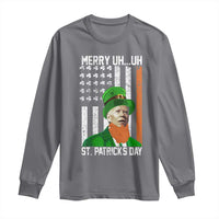 Funny Biden St Patricks Day Long Sleeve Shirt Merry 4th of Saint Patrick Uh Uh Leprechaun American Flag