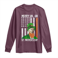 Funny Biden St Patricks Day Long Sleeve Shirt Merry 4th of Saint Patrick Uh Uh Leprechaun American Flag