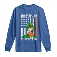 Funny Biden St Patricks Day Long Sleeve Shirt Merry 4th of Saint Patrick Uh Uh Leprechaun American Flag