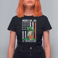 Funny Biden St Patricks Day T Shirt For Women Merry 4th of Saint Patrick Uh Uh Leprechaun American Flag