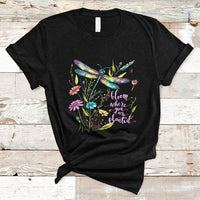 Bloom Where You Are Planted Inspirational Quote Dragonfly T-shirt, Floral Tee, Dragonfly Gift, Insect Lover Shirt, Springtime Shirt T-Shirt - Wonder Print Shop