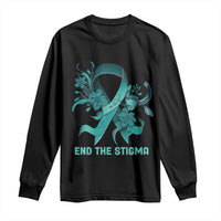 Sexual Assault Awareness Long Sleeve Shirt End The Stigma Teal Floral Ribbon