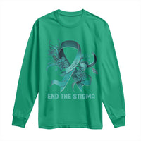 Sexual Assault Awareness Long Sleeve Shirt End The Stigma Teal Floral Ribbon