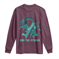 Sexual Assault Awareness Long Sleeve Shirt End The Stigma Teal Floral Ribbon