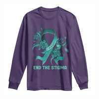 Sexual Assault Awareness Long Sleeve Shirt End The Stigma Teal Floral Ribbon