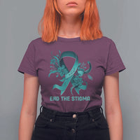 Sexual Assault Awareness T Shirt For Women End The Stigma Teal Floral Ribbon